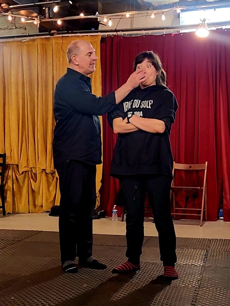 Joel Jeske instructs a Coney Island Clown Skool in slapstick skills